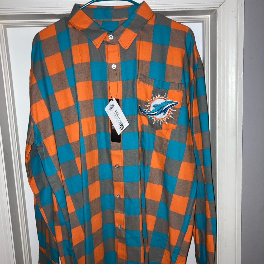 Miami Dolphins Mens Flannel Size Large